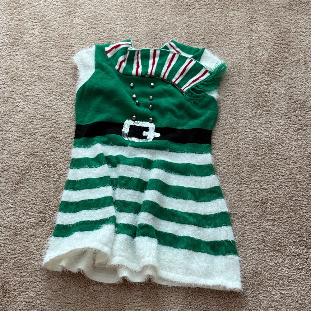 Striped Green and White Knit Dress